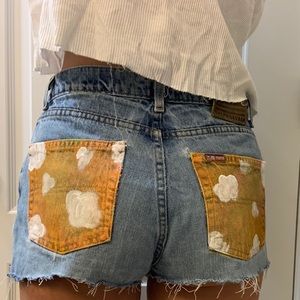custom painted vintage Ralph Lauren jean shorts